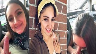 Diva Flawless Deepthroat Blowjob in Car While Smiling and Happy Sucking in Daytime Outdoors