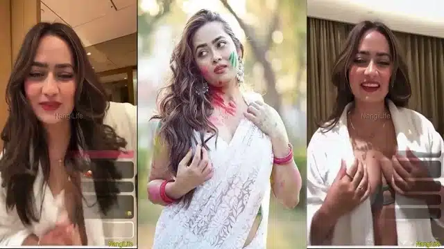 Divya Mistry Semi Nude Transparent Lingerie Livestream Glimpse of Perky Tits