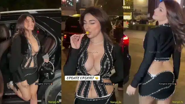 Slutty Actress Kangana Sharma Getting Out of Car White Panty Sneak Peek Paparazzi Vid